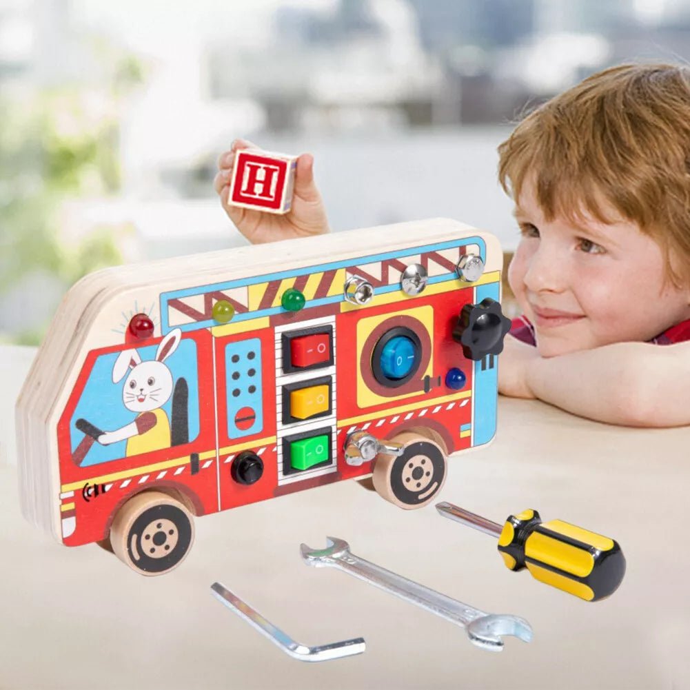 Tableau Montessori - BusyBoardCircuit™ - Autobus scolaire - Vie Maman