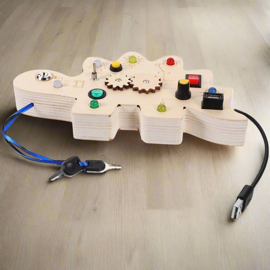 Tableau Montessori - BusyBoardCircuit™ - Dinosaure - Vie Maman