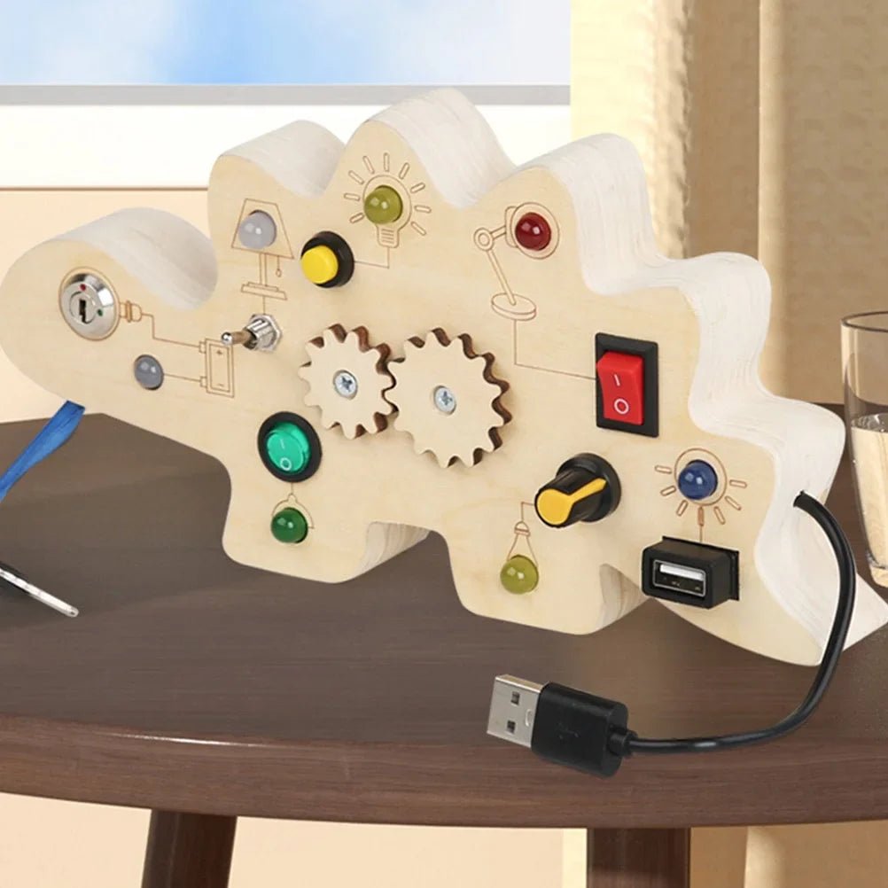 Tableau Montessori - BusyBoardCircuit™ - Dinosaure - Vie Maman